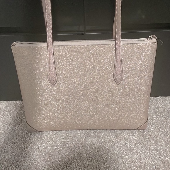 Kate Spade Lola Shimmy Glitter Rose Gold Holiday Tote Bag - Picture 9 of 14